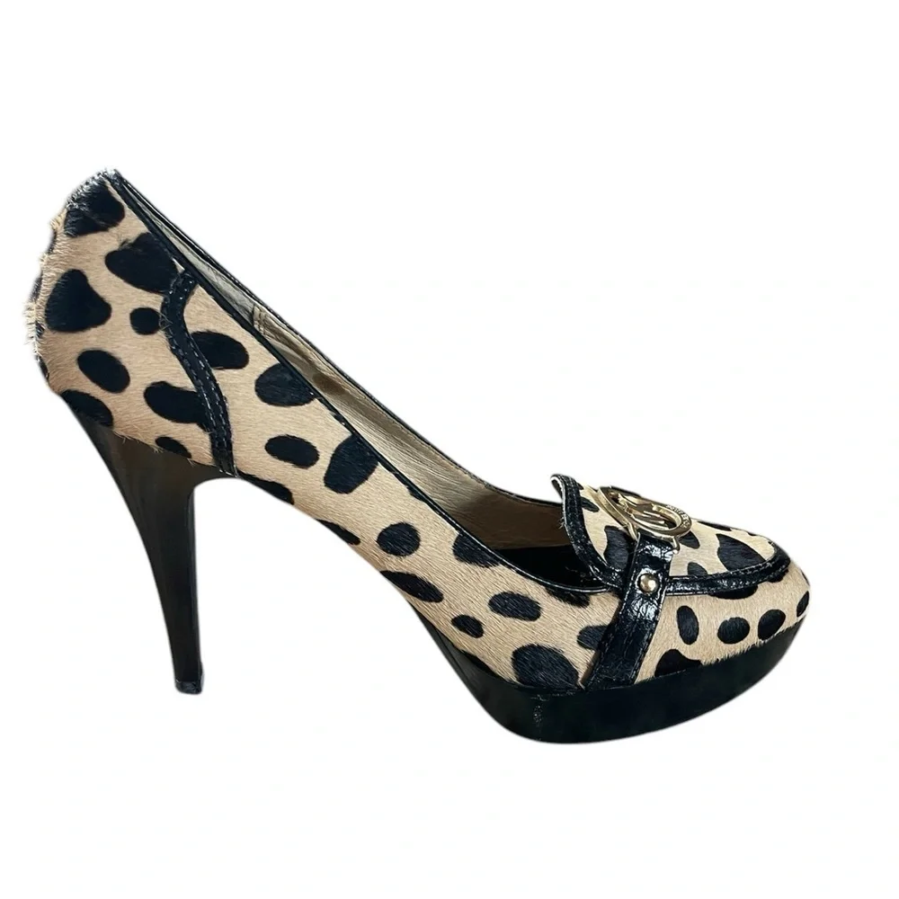 New Michael Kors Vintage Calf Hair Cheetah Platform Pump Heels Size 10